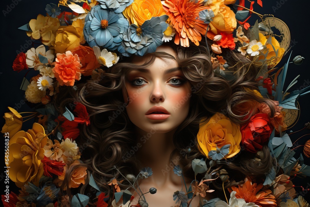 Portrait of a beautiful girl with flowers in her hair