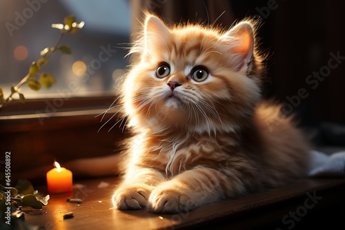 Beautiful cute kitten. AI generated
