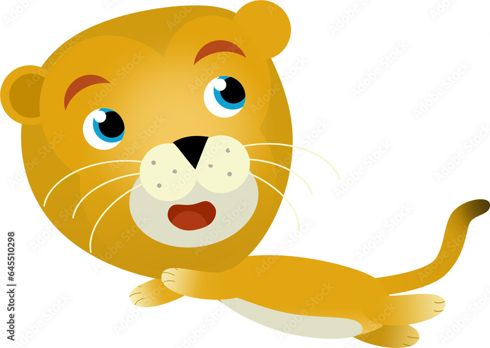 cartoon scene with happy cat lion lioness on white background - safari illustration for children cartoon scene with happy cat lion lioness on white background - safari illustration for children