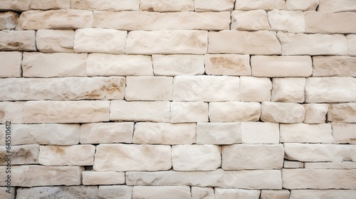 Cream and white rock wall texture background. stonework flooring interior rock old pattern design. generative AI