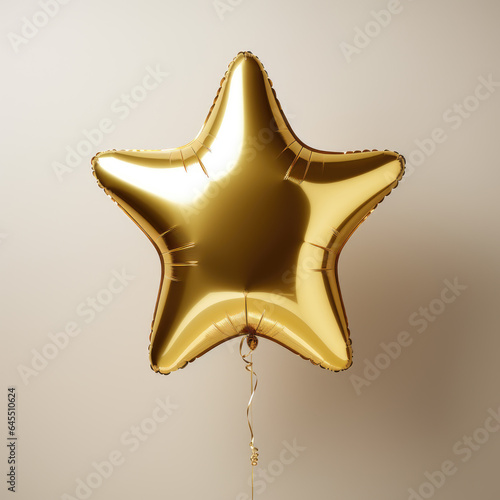 Gold star party balloon for birthday celebration isolated