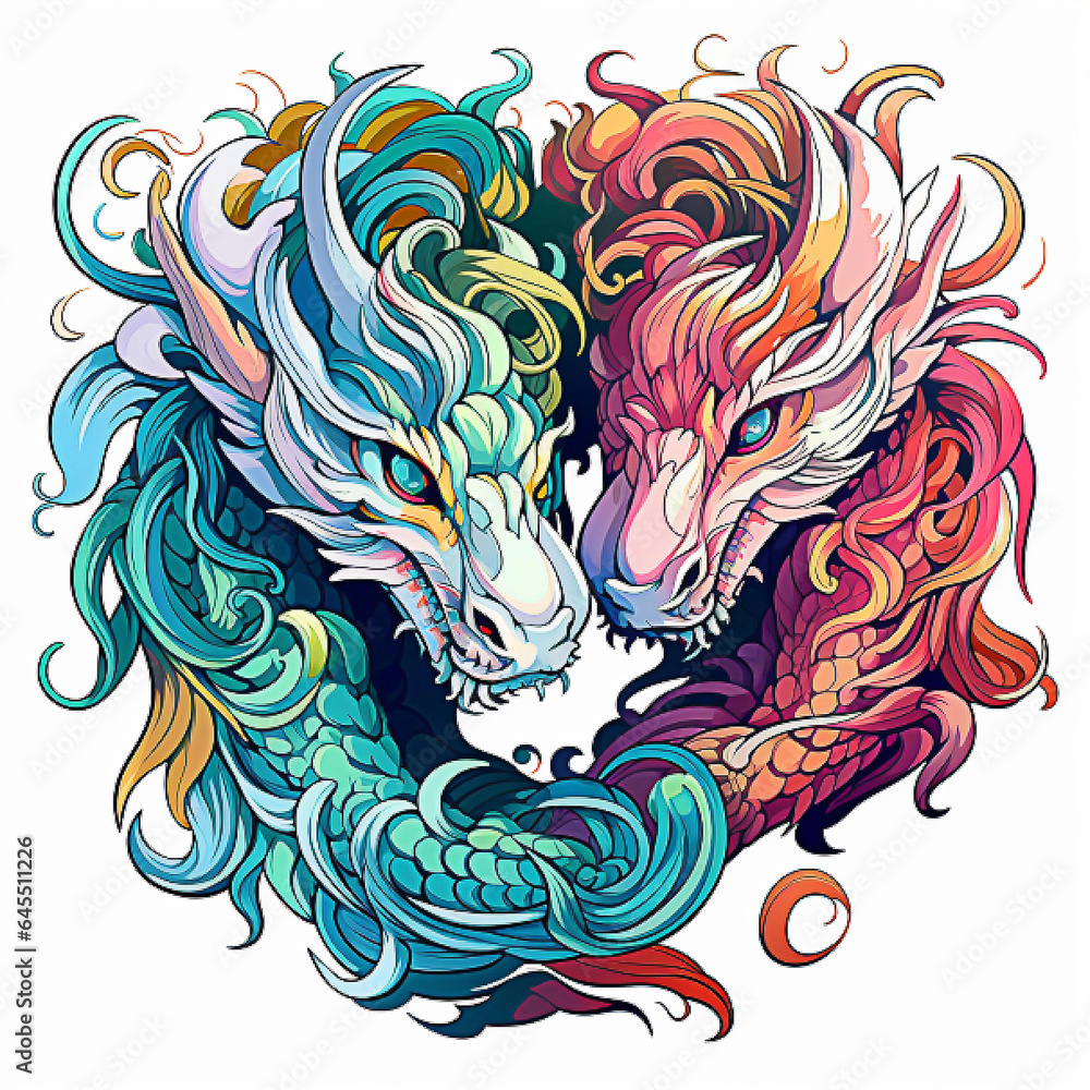 Generative AI, 2 dragon logo Generative AI, 2 dragon logo