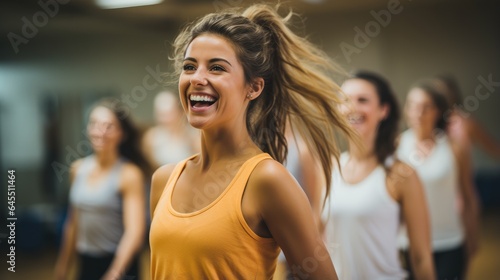 Photographie Dancers exercising in a dance studio. Generative AI