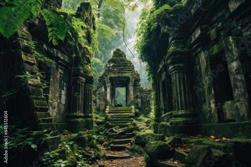 Ancient ruins amidst lush foliage