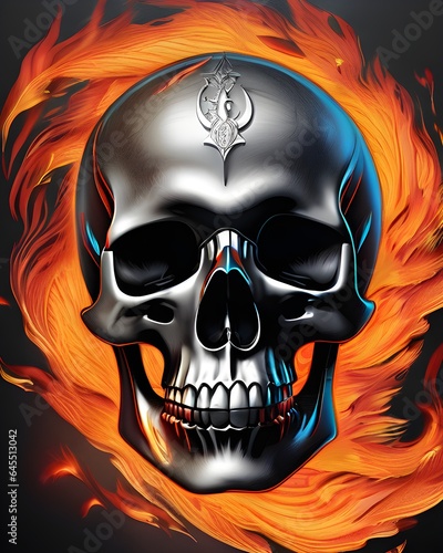 skull on fire- ai generative