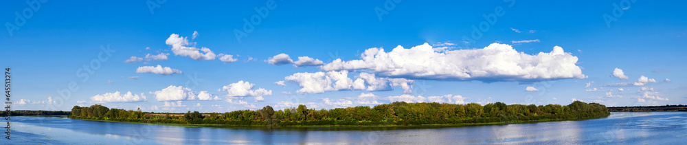 Panoramic landscape of the river on a clear sunny day Panoramic landscape of the river on a clear sunny day