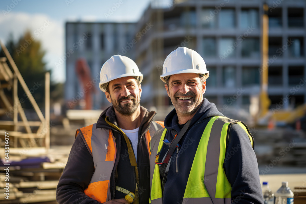 Developer and construction worker on contruction site Developer and construction worker on contruction site