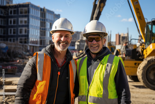 Developer and construction worker on contruction site