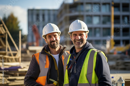 Developer and construction worker on contruction site
