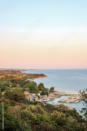 Panoramic view to Makri port from the Cyclops Cave near to Alexandroupolis Evros Greece, hiking path © Eleni Saitanidi