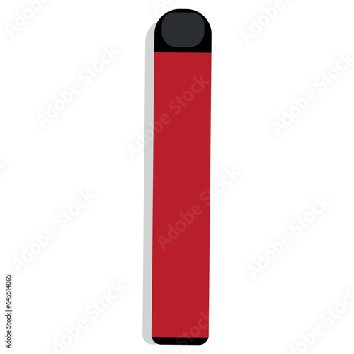 Electronic Cigarette . Of red color. Flat on a transparent background. red exclamation mark