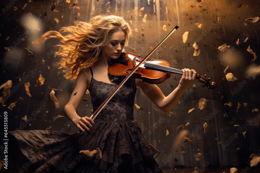 Fototapeta premium Woman with playing on violin