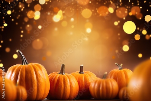 Scary Halloween pumpkin on a blurred background with bokeh. Festive background.