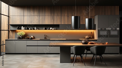 Sleek and minimalistic kitchen design. Generative AI