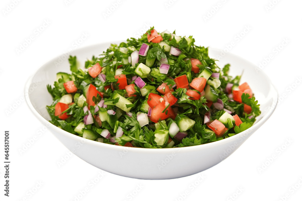 Fresh Tabouleh Salad Isolated on Transparent Background. Generative AI