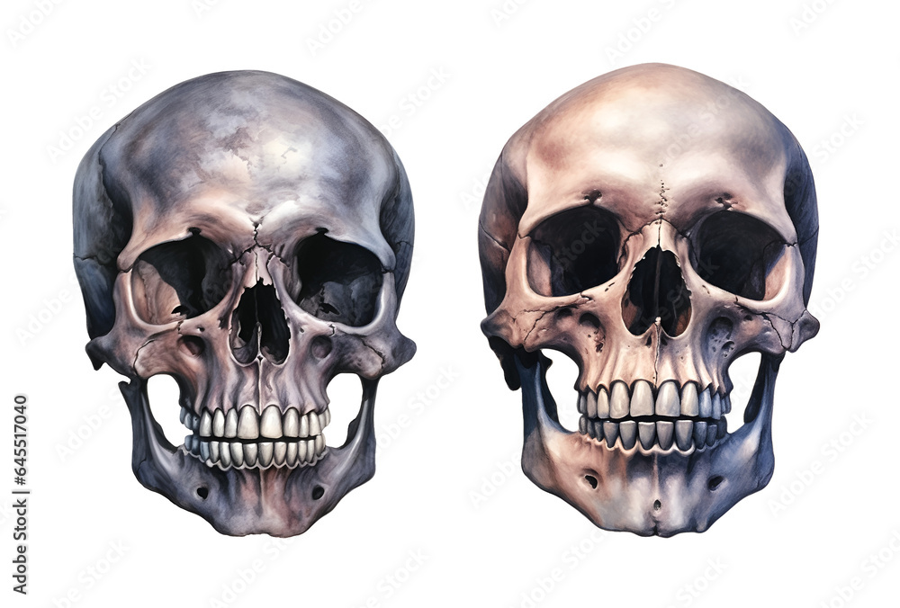 Fototapeta premium Scull watercolor clipart illustration with isolated background