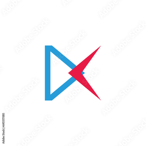 letter dk simple triangle arrow logo vector