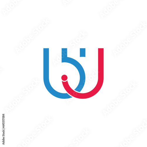 letter bj simple colorful geometric loop logo vector