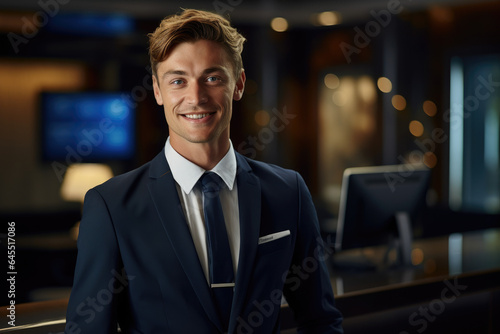 Portrait of smiling receptionist in hotel