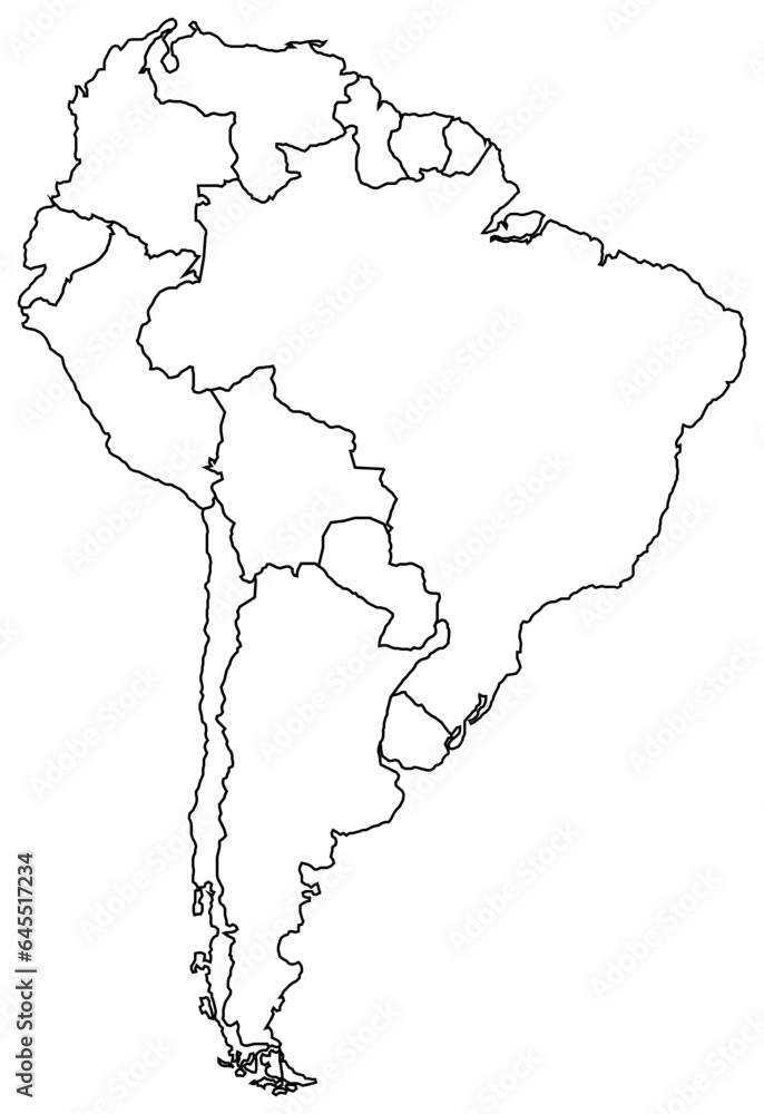 South America map illustration. vector file
