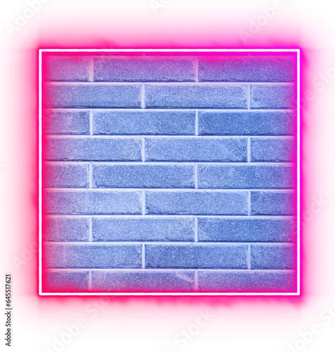 Pink Neon Frame With Brick Wall Background