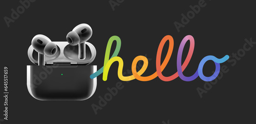 auriculares en vector con letras de colores