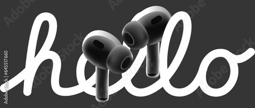 auriculares en vector con palabra hello