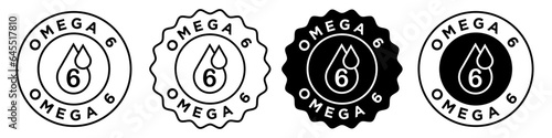omega 6 icon. Skin or hair care product with fatty acid oil symbol. Omega six diet supplement pill vector.