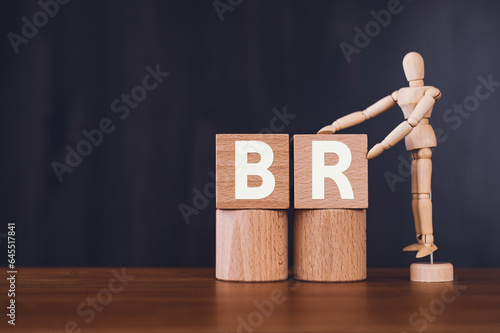 There is wood cube with the word BR. It is an abbreviation for Bounce rate as eye-catching image. photo