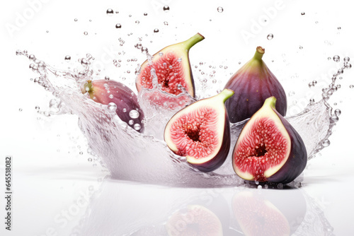 Splashing figs on white background