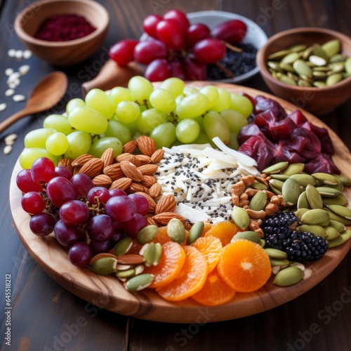 Assorted fresh fruits and berries on table