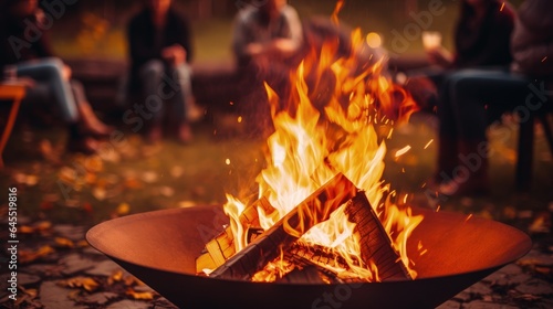 People gathered around a warm fire pit enjoying a cozy evening together