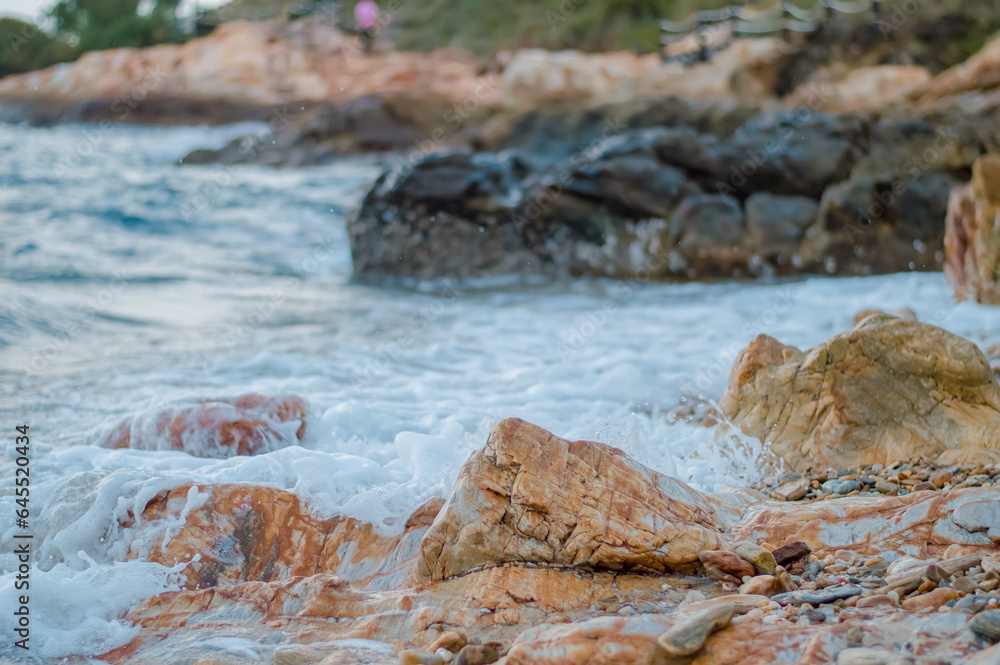 sea waves breaking on rocks with splashes sea waves breaking on rocks with splashes