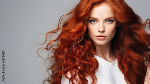 portrait of a woman with long hair with cosmetics beautiful skin