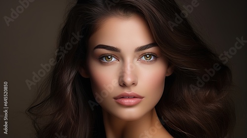 Women and cosmetics for skincare salons, body makeup, and beauty. A young model, the face, and the natural glow of an aesthetic health spa