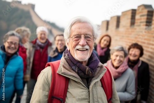 Fotografia Group portrait photography of a satisfied man in his 80s that is smiling with fr