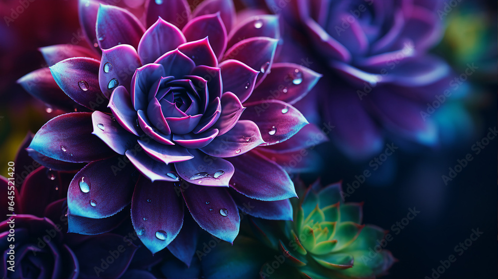 Bright colorful succulent, abstract nature background with flowers and green leaves Bright colorful succulent, abstract nature background with flowers and green leaves