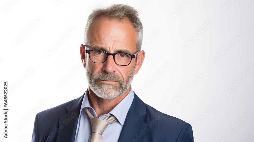 A close-up of elderly workers wearing glasses looking at the camera A close-up of elderly workers wearing glasses looking at the camera