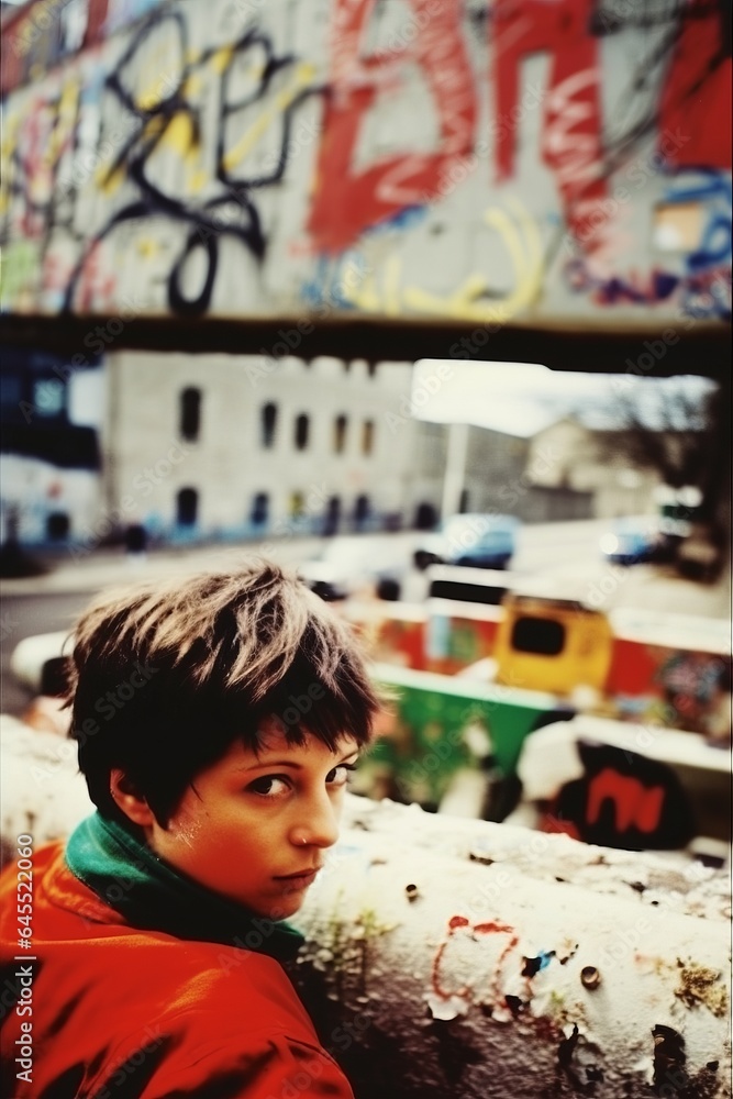 Naklejka premium Artistic Street Photography - Street Art - Vintage Look - Spray Paint - Graffiti - Surrealism - Quirky Weird - Berlin Streets - Industrial Edgy - Grungy 