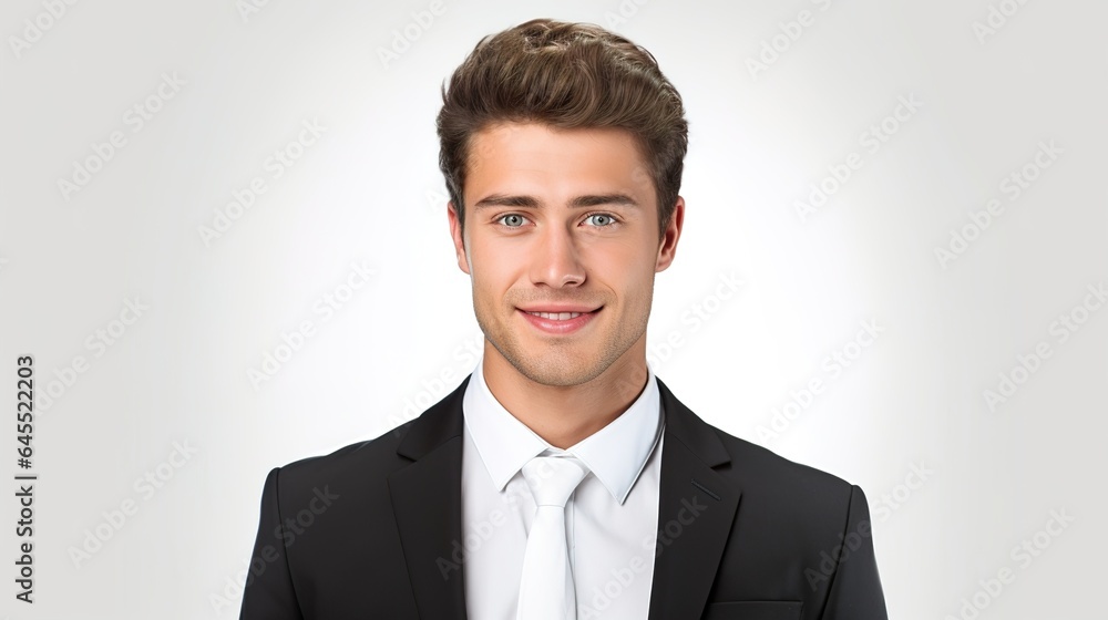 Close up Young handsome businessman on white studio background Close up Young handsome businessman on white studio background