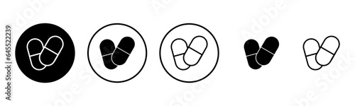 Pills icon set illustration. capsule icon. Drug sign and symbol