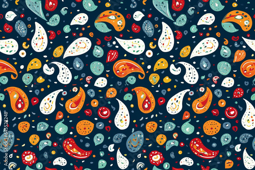 Seamless colorful paisley pattern design