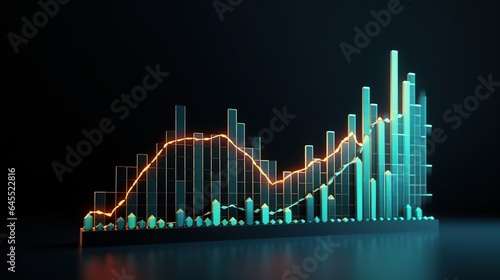 Chart digital transformation abstract technology background. Big data and business growth currency stock and investment economy. generative ai