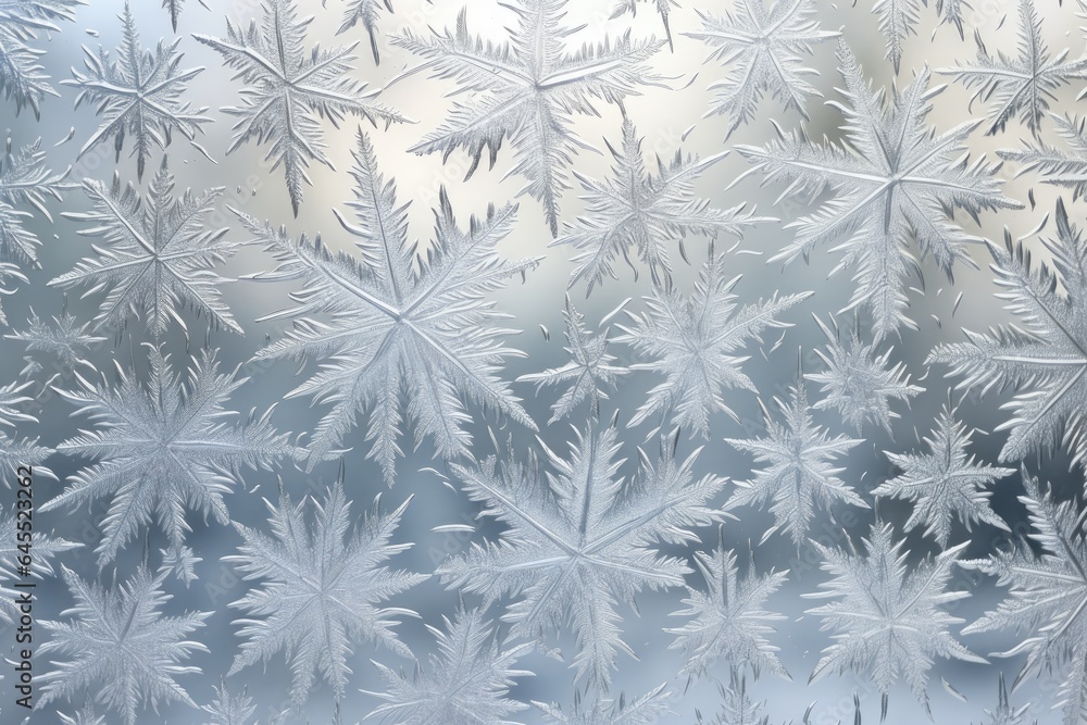 Frost creates fascinating patterns on a window in winter Frost creates fascinating patterns on a window in winter