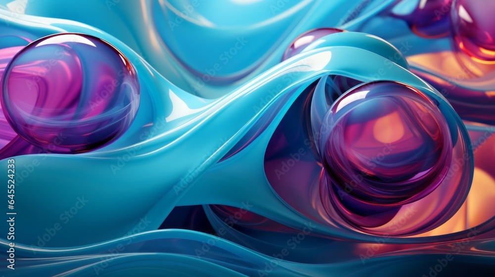 An abstract background with a fluid bubble pattern with waves and interesting shapes. Generative AI. 