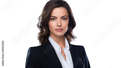 portrait of a business woman on white background, manager or secretary