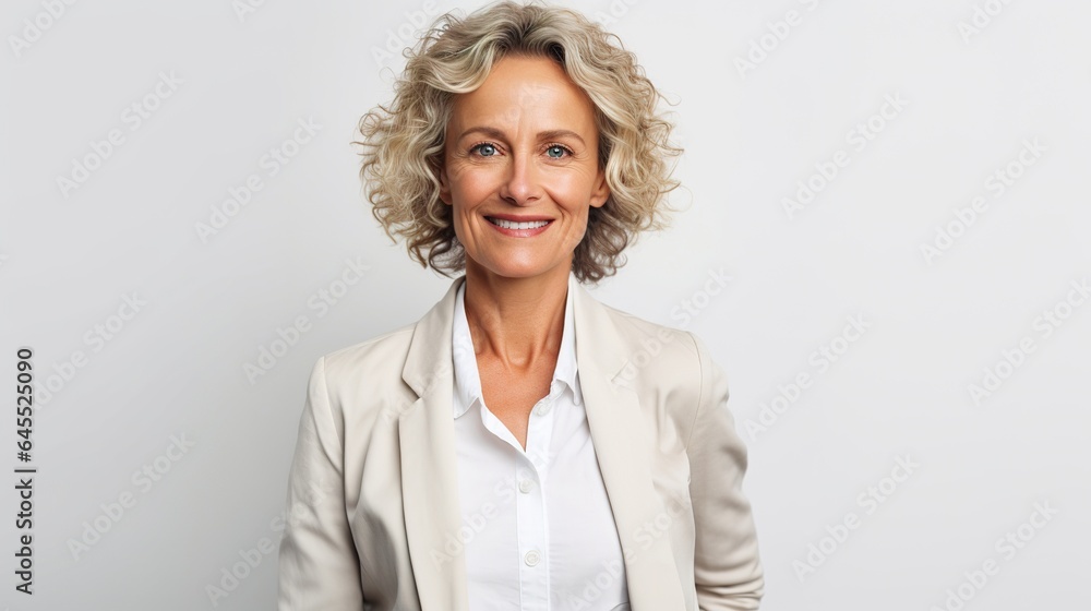 Portrait of senior woman on white background. generative ai Portrait of senior woman on white background. generative ai