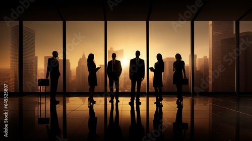 Silhouette of Business People Posing by Window. generative ai © WS Studio 1985