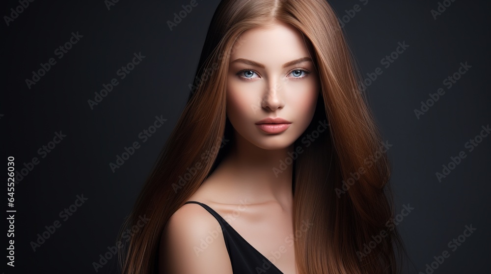 Portrait of a lovely woman with long hair and makeup. generative ai Portrait of a lovely woman with long hair and makeup. generative ai