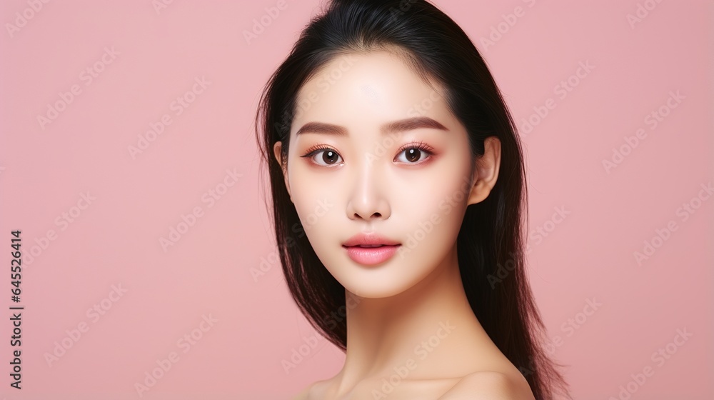 Lovely asian woman in close-up wearing makeup. generative ai Lovely asian woman in close-up wearing makeup. generative ai